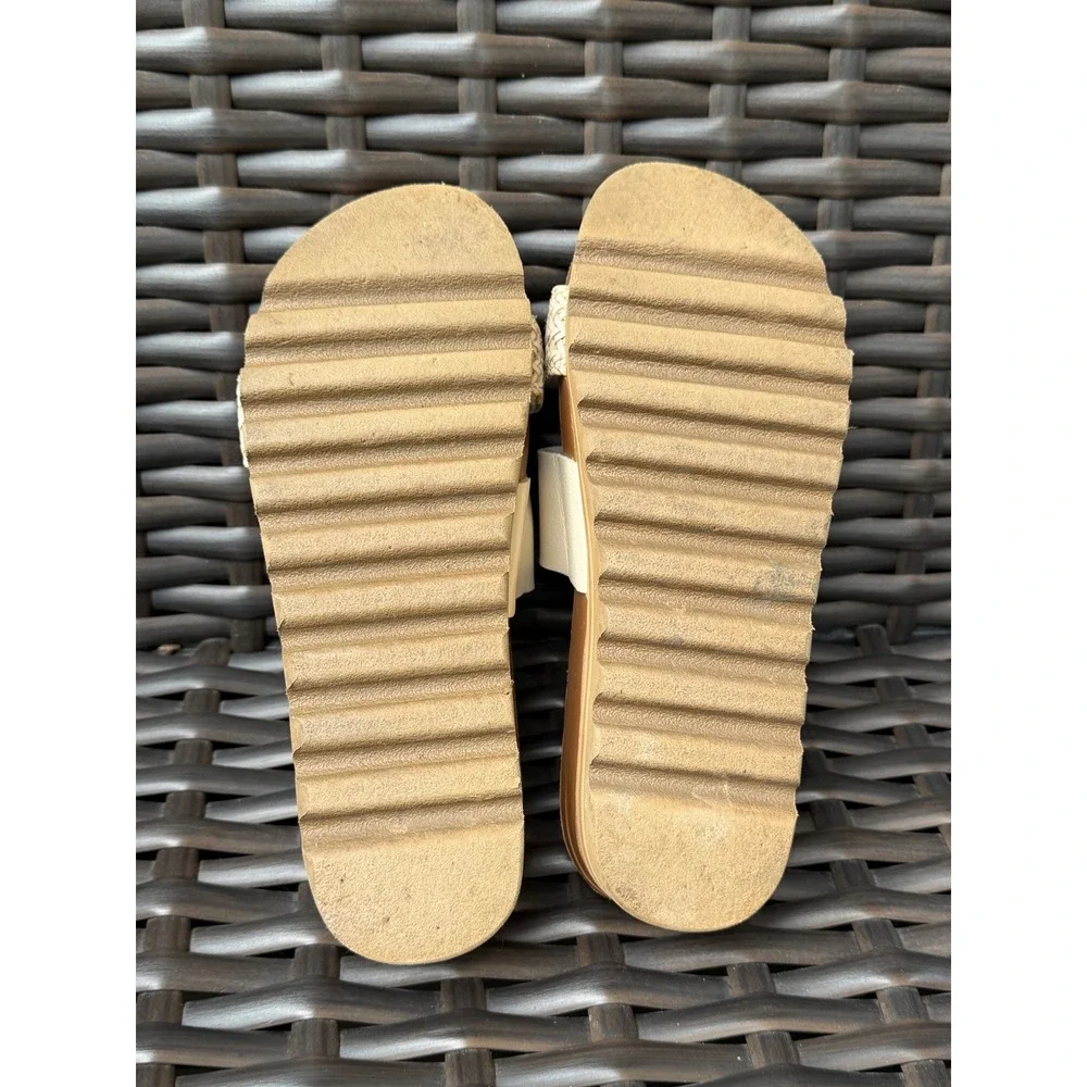 Reef Cushion Vista Hi Platform Sandals Vintage White Braid Slides Womens 7 Beach